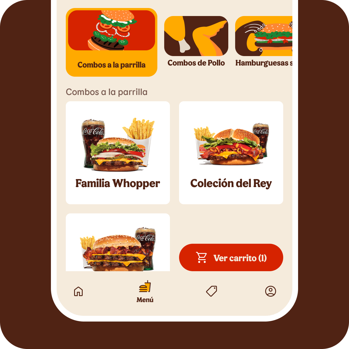 Detalle de la interfaz de Burger King